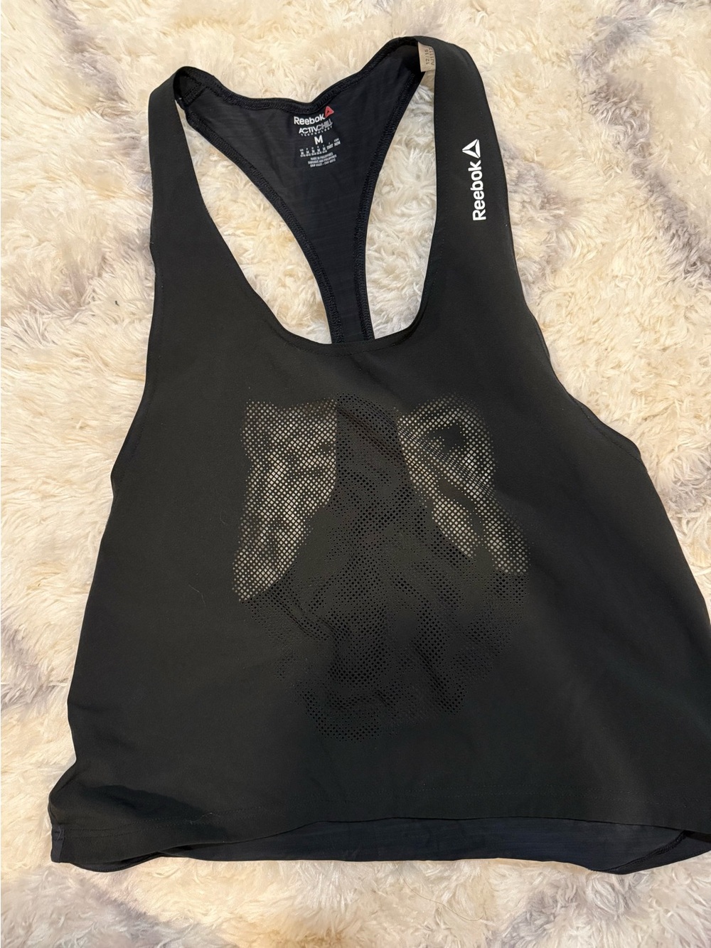 Reebok SPEEDWICK Tiger Black Racerback Tank Top Size Medium